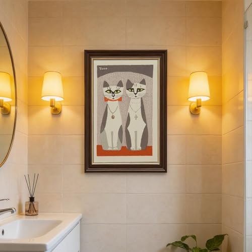 Impression sur toile Two Cats par Inagaki, tableau chat pour salon - 7