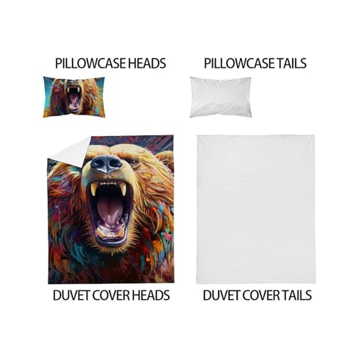 Housse de couette ours imprimé qualité supérieure microfibre douce