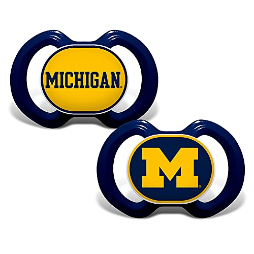 BabyFanatic Pacifier 2-Pack - NCAA Michigan Wolverines - Officially Licensed League Gear