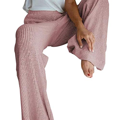 XIAOXINGXING Frauen Breite Beinhose Herbst Winter Lässig Geraden Hosen Weibliche Lose Hohe Taille Gestrickte Hose Homewear (Color : Color5, Size : XXL.) Cover
