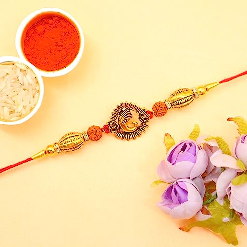 Image of JAIPUR ACE Premium Rakhi Set Rakhi with Shagun Mithas Kesar Misri and Roli Kumkum Perfect for RakshaBandhan Celebration with Brother /Bro (OM And Ganesha Rakhi)