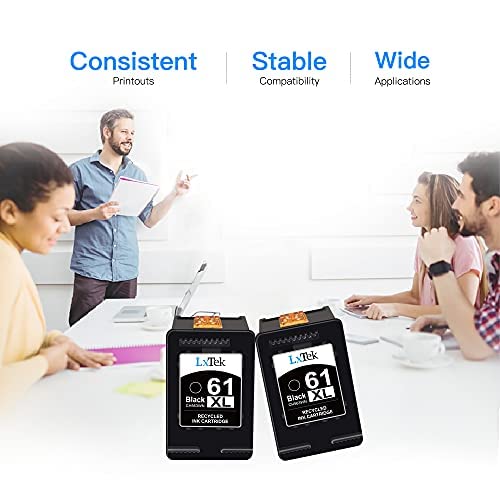 Lxtek Remanufactured Ink Cartridge Replacement For Hp 61Xl 61 Xl To Compatible With Envy 4500 5530 5535 5534, Deskjet 2540 1010 1000, Officejet 4630 2620 4635 Printer (High Yield, 2 Black) #TOP6
