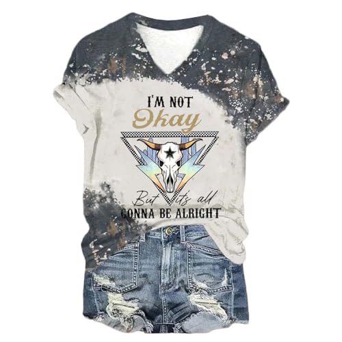 I'm Not Okay Shirt I'm Not Okay but It's Going to Be Alright Vintage Cowboy Country Music T Shirts for Women White