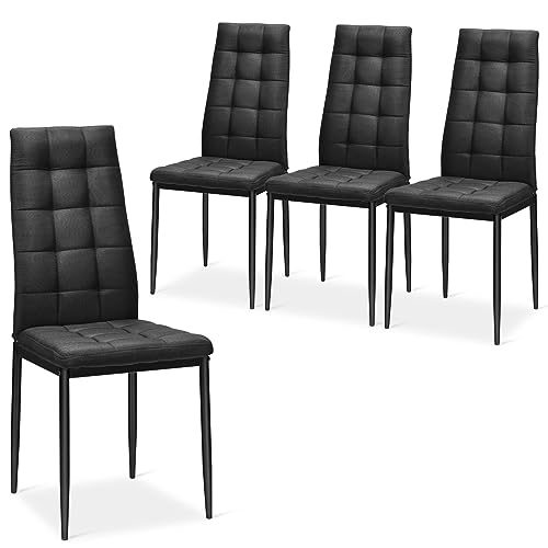 Giantex Dining Chairs Set of 4 Black, Modern Upholstered Kitchen