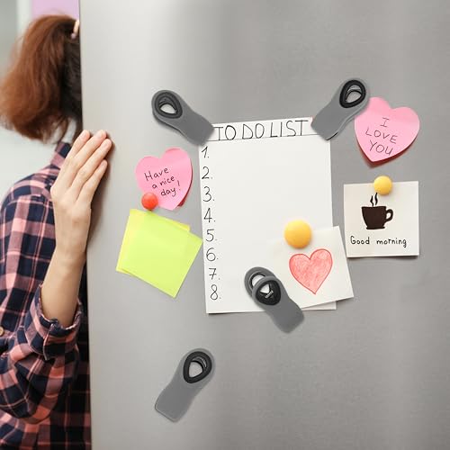 6 Pieces Chip Clips, Fridge Magnet, Magnetic Bag Clip with Air Tight Seal for Food Storage, Gray
