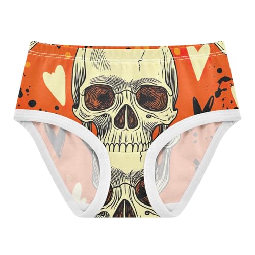 Vintage Skulls Orange Girl Panties Cute Toddler Underwear Custom Cotton Pattern Underpants Briefs 2t