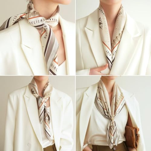 Silk Feeling Hair Scarf Bandanas for Women 27.5" Square Lightweight Satin Head Scarves Neck Sleeping Headscarf Wrap4