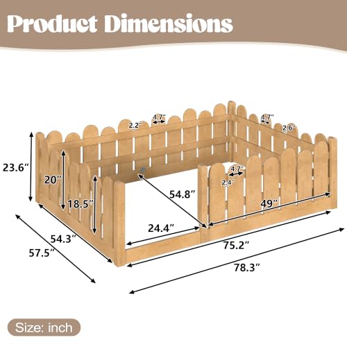 Image of Bellemave Full Size Kids Montessori Floor Bed,Floor Bed Frame with Rounded Safety Guardrail,Solid Wood Montessori Bed for Girls Boys,Natural