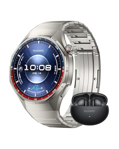 HUAWEI WATCH GT 6 Pro 46mm Titanium + FreeBuds 6i Black, 1.47''AMOLED Touchscreen, up to 21 days battery life, Pro-level Cycling, 100+ Sports Mode, iOS & Android, ECG Analysis