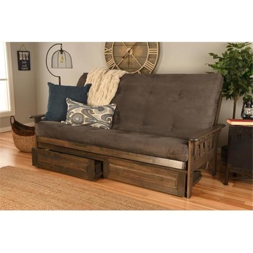 Kodiak Furniture AZQTSDRWSGRYLF6MD4 Kodiak Tucson Queen Futon Frame With Storage Drawers - Wood Futon Set thumb #1