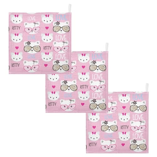 Image of vvfelixl Childish Cats Pattern Baby Burp Cloths Baby Muslin Washcloths for Boys Girl Cotton Baby Face Towel for Newborn Infants Soft and Absorbent 11.8 X 11.8 in, 5 Pack