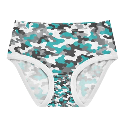 Camouflage Teal Kids Underwear Girls, Toddler Girl Briefs, Cotton Underwear for Girls, 2–8 Years