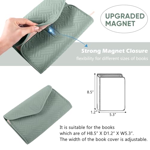 APLUFINE Reusable Book Cover With Magnet Closure - Adjustable Sleeve for Lovers Gift - Protector for Paperback and Hardcover - Pouch and Carrier
