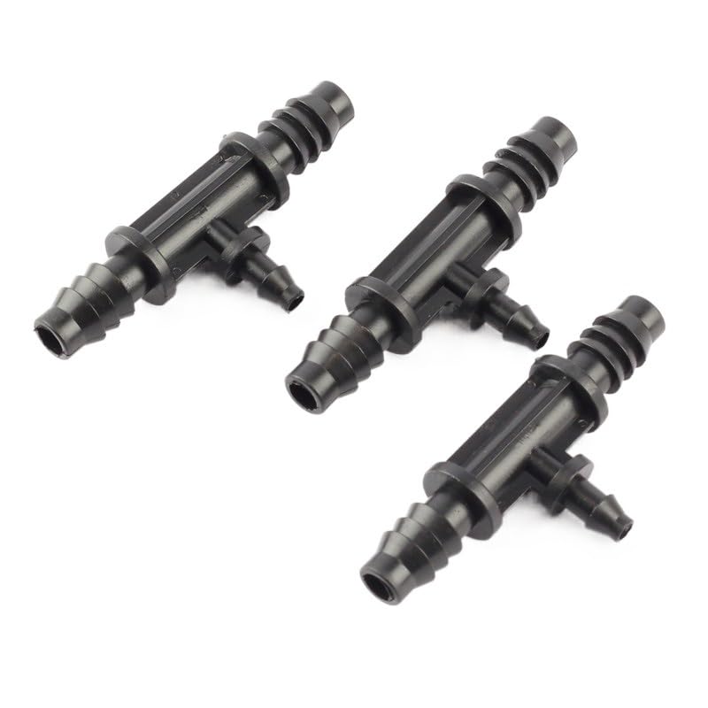 100 Uds 8/11mm o 9/12mm a 4/7mm manguera reductora de púas conector en T riego de jardín tubería suave reductora juntas en T