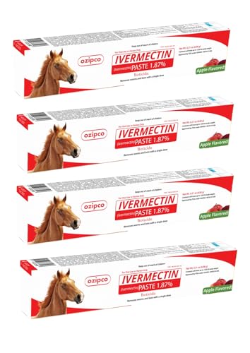 Ivermectin 1.87% Horse Paste – Apple Flavor 6.08g Tube - Deal for Horses Up to 1250 lbs (4 -Pack)