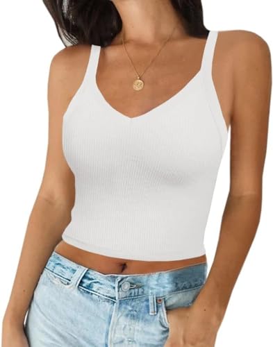 Imily Bela Damen Tops Sommer Sexy V Ausschnitt Kurzes Gerippt Spaghetti Top...