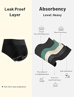 Molasus Incontinence Underwear for Women High Waist Period Leakproof Cotton Underwear Heavy Flow Menstrual Protective Panties Bladder Control Briefs 3 Pack,Multicolor,Large