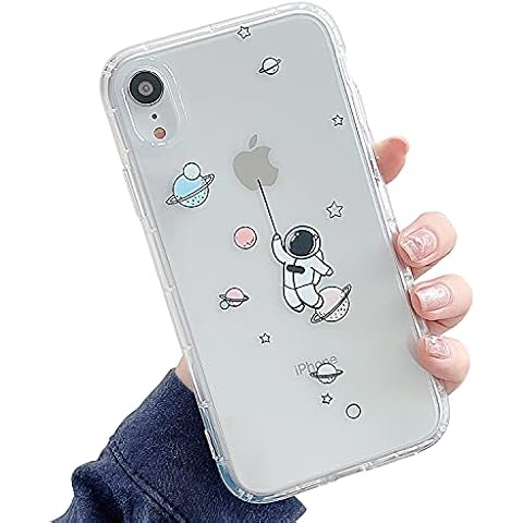 LRANKAI Clear Phone Case Compatible with iPhone XR,Cute Creative Astronaut Cartoon Pattern Design Ultra Thin Soft TPU Shockproof Protective Case for iPhone XR -Planet Astronaut Cover
