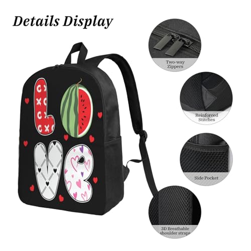 Love Watermelon 17 Inch Backpack Sets Lunch Bag Lightweight Daypack for Men Women 3Pcs3