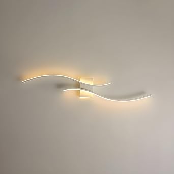 LITFAD Dimmable Wall Mounted Lighting Modern Style Acrylic Linear LED Wall Light Decorative Metal Sconce Light for Living Room Bedroom Hotel - 110V-120V White 31.5" Remote Control Stepless Dimming