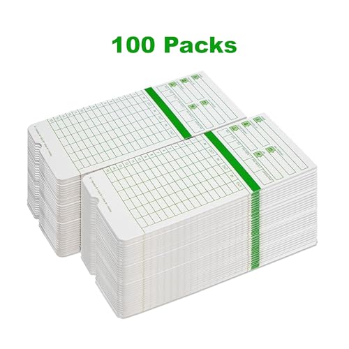 Image of Time Cards for Employees Monthly,Numbered Days,All Pay Periods, 100 Count,2-Sided, 3 3 /8 inch x 7 3 /8 inch,Green Print,Timecards for Time Clocks