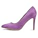 IDIFU Women's IN4 Classic Pointed Toe High Heels Pumps Wedding Dress Office Shoes (8 B(M) US, Lavender Suede)