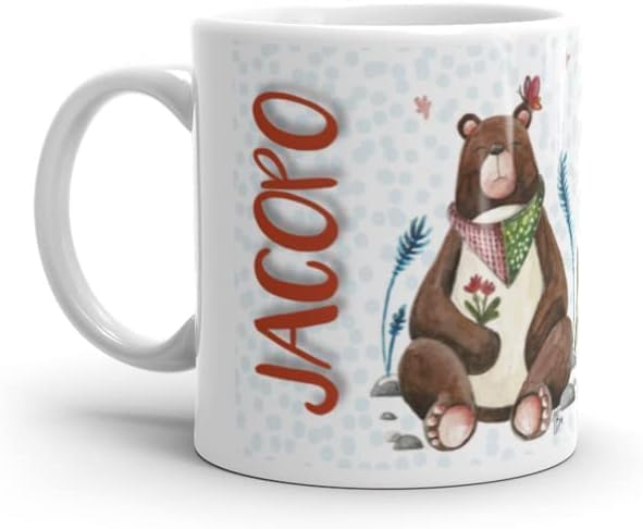 Paolo Chiari Tazza in Ceramica Caffè e Tè, Personalizzata con Nome, Idea Regalo Compleanno per Amici e Familiari, Certificata per Alimenti, Adatta al Microonde, Made in Italy (Jacopo)