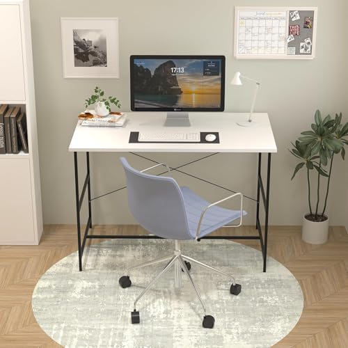 Image of KIFO Computer Desk Home /Office Desk | Writing Study Desk | Laptop Table | Modern Simple Desk | Small Desks for Small Spaces | Sturdy Desk for Home, Office, Bedroom, Living Room (Black, ST-10)
