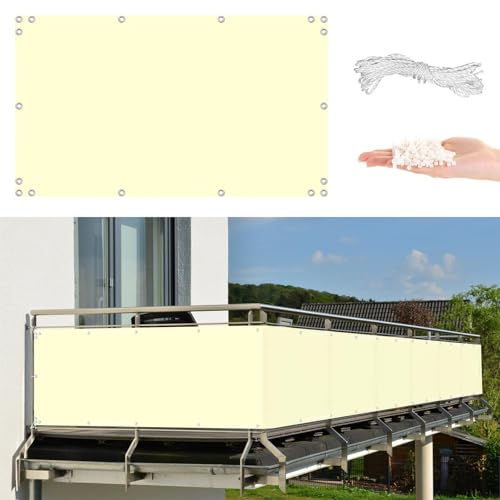 Malla protectora para balcón, 1,5 m x 3 m, resistente a la intemperie y a la suciedad, sin taladros, para patio trasero y jardines, color blanco leche, incluye bridas para cables