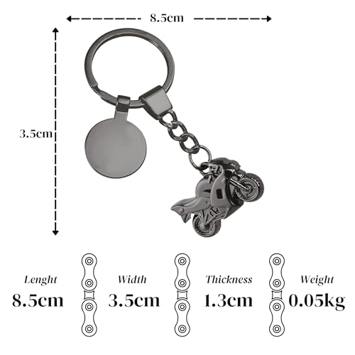 EIO Gifts Personalised Motorbike/Motorcycle Keyring | Unique Gift for Bikers, New Drivers, Men and Women | Cool Keychain Accessories for Superbike, Keys and Bag
