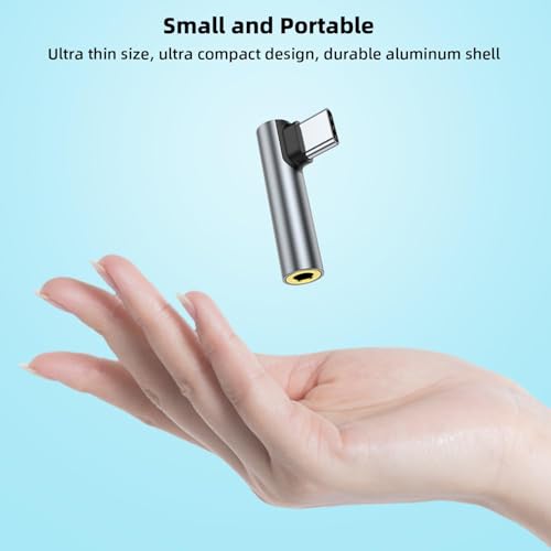 Image of USB C to 3.5mm Audio Adapter Type C Aux Headphone Jack DAC Stereo Mic HiFi Right Angle Dongle Compatible with 1Phone 17 16 15 Pro Max /16 15 Plus, 1Pad Pro, Galaxy S26 Ultra Pixel 9 (Type c to 3.5mm)