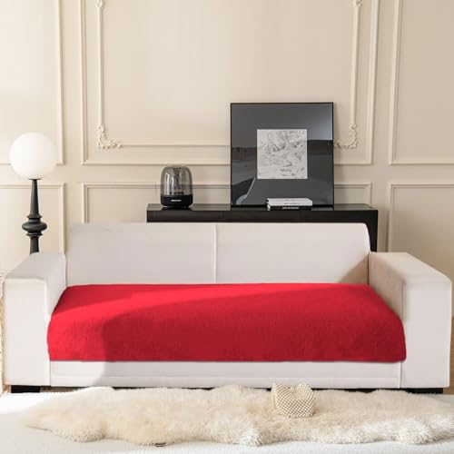 Image of Luxe Home Premium Rabbit Fur Sofa Cover 3 Seater Ultra-Soft Washable Anti-Slip Slipcover for Sofa (Maroon, 68x183 cm)