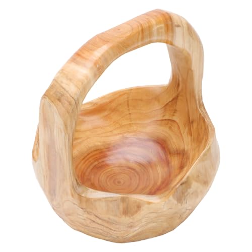 CALLARON Cesta de Fruta de Madera Maciza Tallada, Diámetro 15-19 Cm, Cuenco Manual para Aperitivos y Postres, Soporte Ecológico para Guardar Frutas, Bandeja Creativa para Estilo Aleatorio
