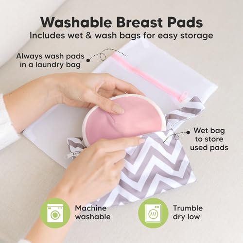 organic nursing pads - 14 washable viscose derived from bamboo breastfeeding pads wash bag reusable breast pads for breastfeeding nipple pads for breastfeeding essentialspastel touch l 4834