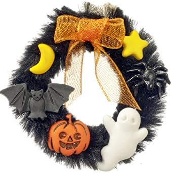 Melody Jane Dollhouse Halloween Wreath Spooky Front Door Accessory Miniature 1:12 Scale image 3