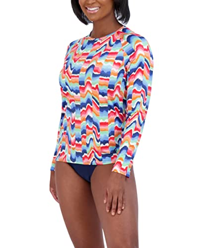 Image of Nautica Women's Long Sleeve Rashguard - Quick-Dry, UPF Protection, Swim Shirt, Pool, Beach, Hiking, Yoga, Volleyball