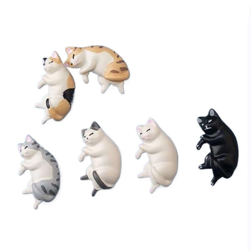 Ambiance cosy avec le lot de 6 aimants de réfrigérateur avec message chat paresseux zen