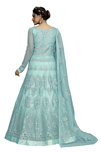 Image of TRENDMALLS Women's Net Embroidery Salwar Suit Anarkali Kurta Set with Dupatta