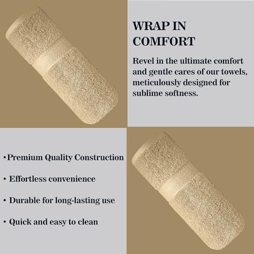 Image of Sulfar 100% Terry Ring Spun Cotton Face Towel - Quick-Dry, Highly Absorbent (480 GSM) (30 x 30 Cm) Bleach Sand (Pack of 1)