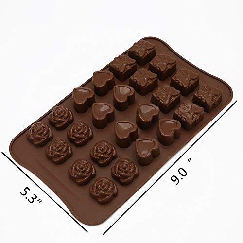 Image of Cake Decor 24 Cavity Heart Gift Rose Shapes Valentines Silicone Chocolate Mould