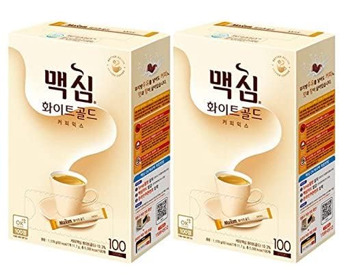 Maxim Coffee Mix, Instant Coffee (&euml; &trade;&igrave;&bdquo;&oelig; 맥&igrave;&lsaquo;&not; 커&iacute;&rdquo;&frac14; 믹&igrave;&Scaron;&curren;) 100 sticks/pack (White Gold, 100 Sticks x 2 Box)