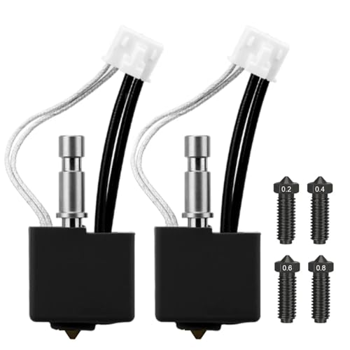 2-Pack Upgrade Hardened Steel Hotend Kits for Anycubic Kobra S1/Combo/ACE Pro,Extra 0.2/0.4/0.6/0.8mm Nozzles, 200K Thermistor, Pre-Assembled Extruders High Temp 450°C, Fast Print 600mm/s.