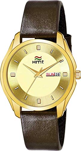 HEMT Golden Dial Day & Date Display Analog Watch - HM-GR353-GLD-BRW (B08S386ZBS) Amazon Price History, Amazon Price Tracker