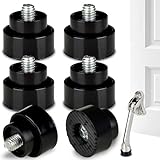 6 Pcs Door Stopper Rubber Tip Replacement - Heavy Duty Kickdown Door Stop Repair Set for Drop Down Door, Black