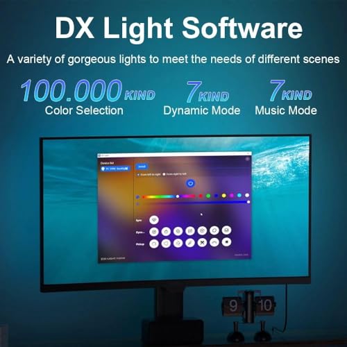 Image of PC Monitor Backlight Kit, Screen Sync RGB LED Strip Lights, 24-Inch, USB Powered,Reduced Eye Strain, Easy Plug & Play