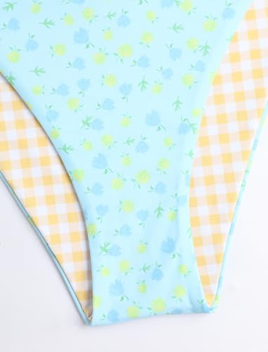 Image of ZAFUL Women's Bandeau Bikini O Ring Strapless Tie Back High Cut Two Piece Swimsuit Bathing Suits
