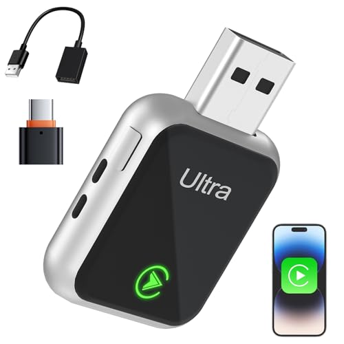 Sycreek CarPlay Draadloze adapter voor iPhone, draadloze CarPlay Plug & Play, stabiele USB/Type-C Car Play adapter, ondersteunt iOS 10+ en alle voertuigen met CarPlay kabel vanaf 2016