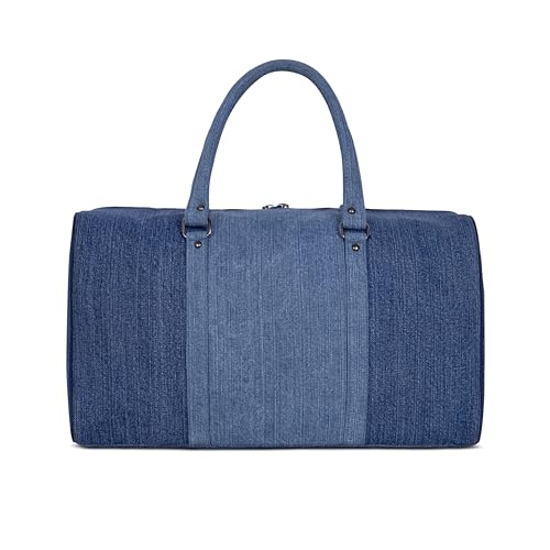 Image of ZAINTO Denim Duffel Bag for Men & Women | Stylish Travel Bag with Shoulder Strap | Weekender Gym Sports Overnight Luggage Bag | Durable Denim Carry Bag for Travel & Daily Use