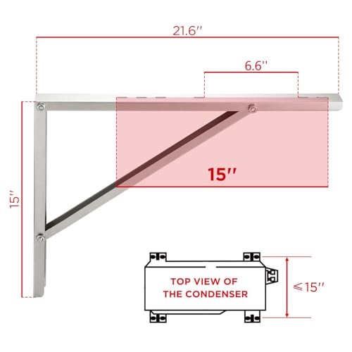 Image of TURBRO Wall Mount Stand for Mini Split Ductless Air Conditioner Heat Pump System, Sturdy Aluminum Alloy Bracket, Support Condenser up to 440 lbs (7,000-24,000 BTU), 1 Pair | Dual Cross-bars, For Mini Split Condensers