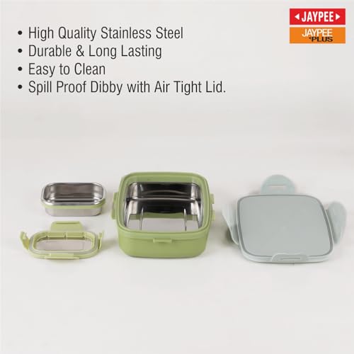 Image of JAYPEE Ecosteel Jr. Stainless Steel Insulated Lunch Box for School Kids 425 ml Airtight Leakproof Tiffin Box for Girls & Boys Food Grade Mini Box, New Green